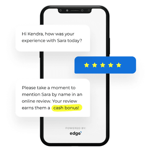 A member giving an employee review via mobile