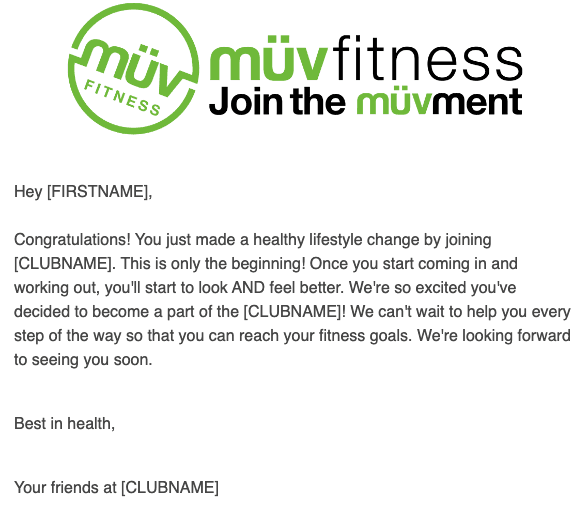 example of an email from muvfitness