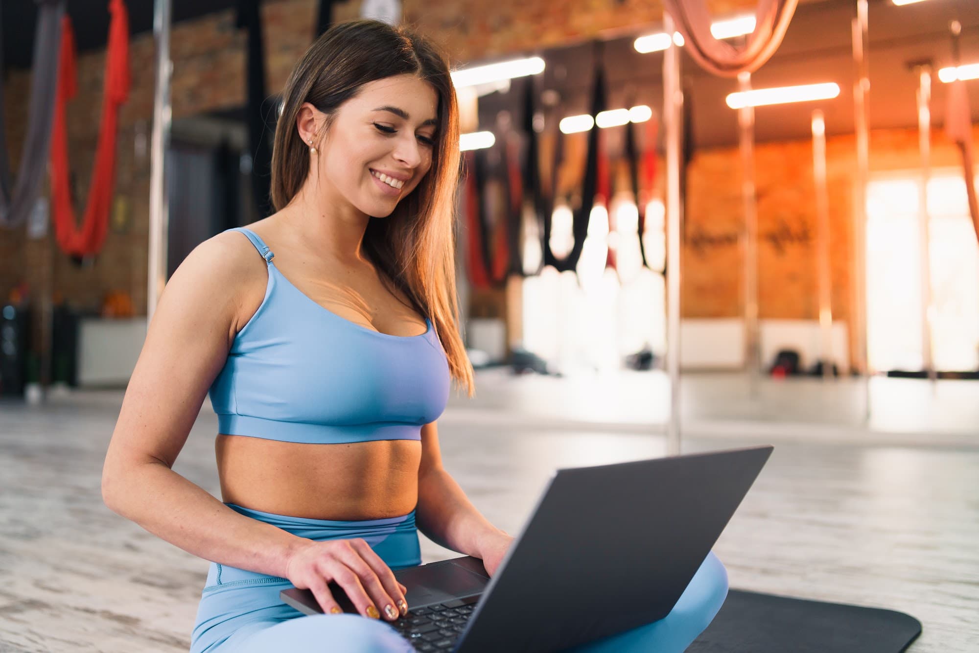 Fitness club analytics dashboards for executives, displaying charts and graphs for KPI tracking.