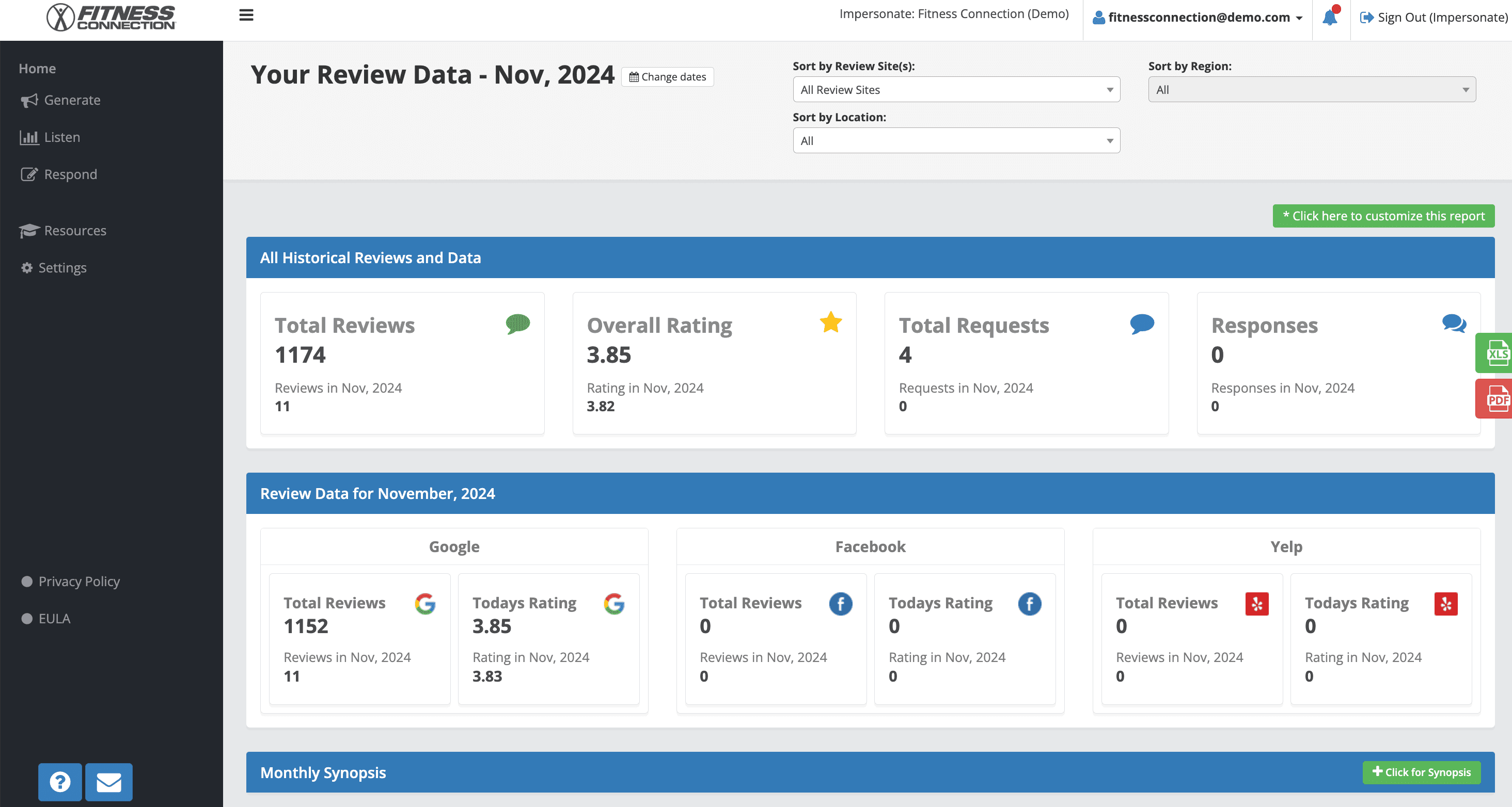 Review Data screenshot