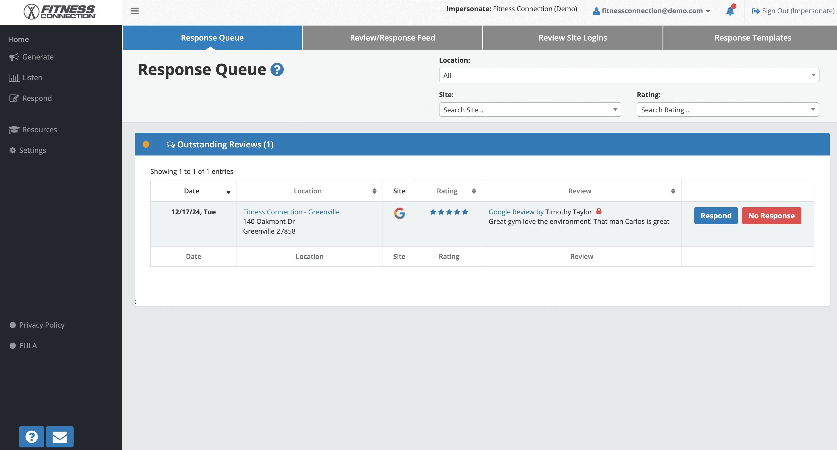 Response Queue screenshot