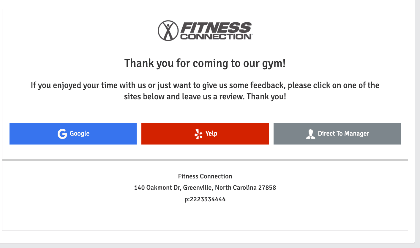 Feedback page screenshot