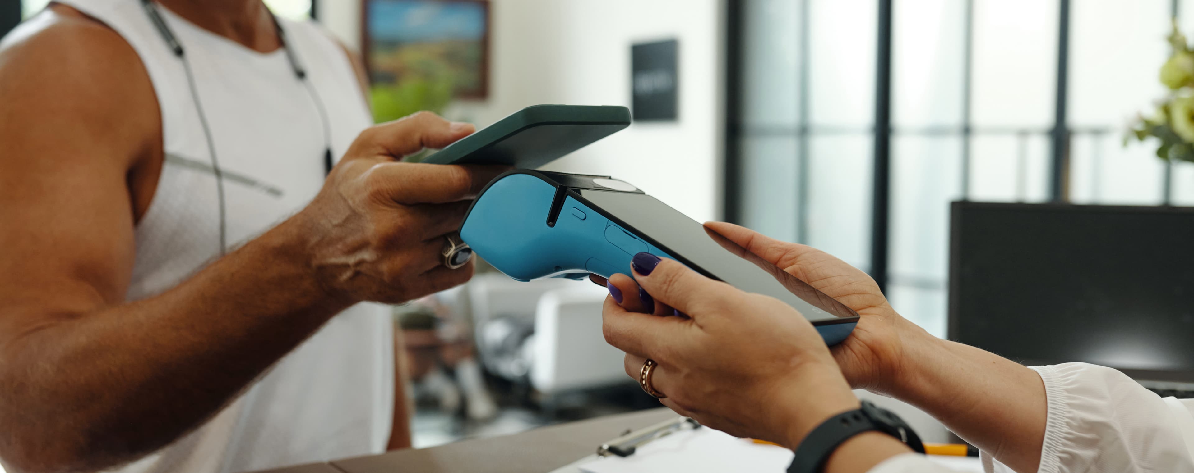 transaction happening at the fitness club