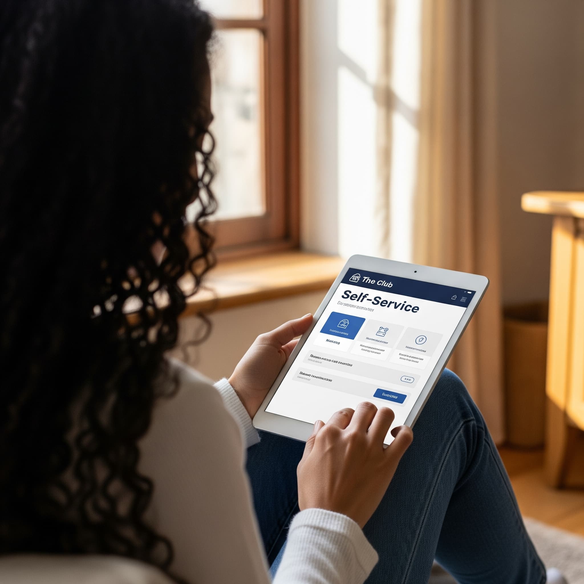 Club member using an online portal for self-service