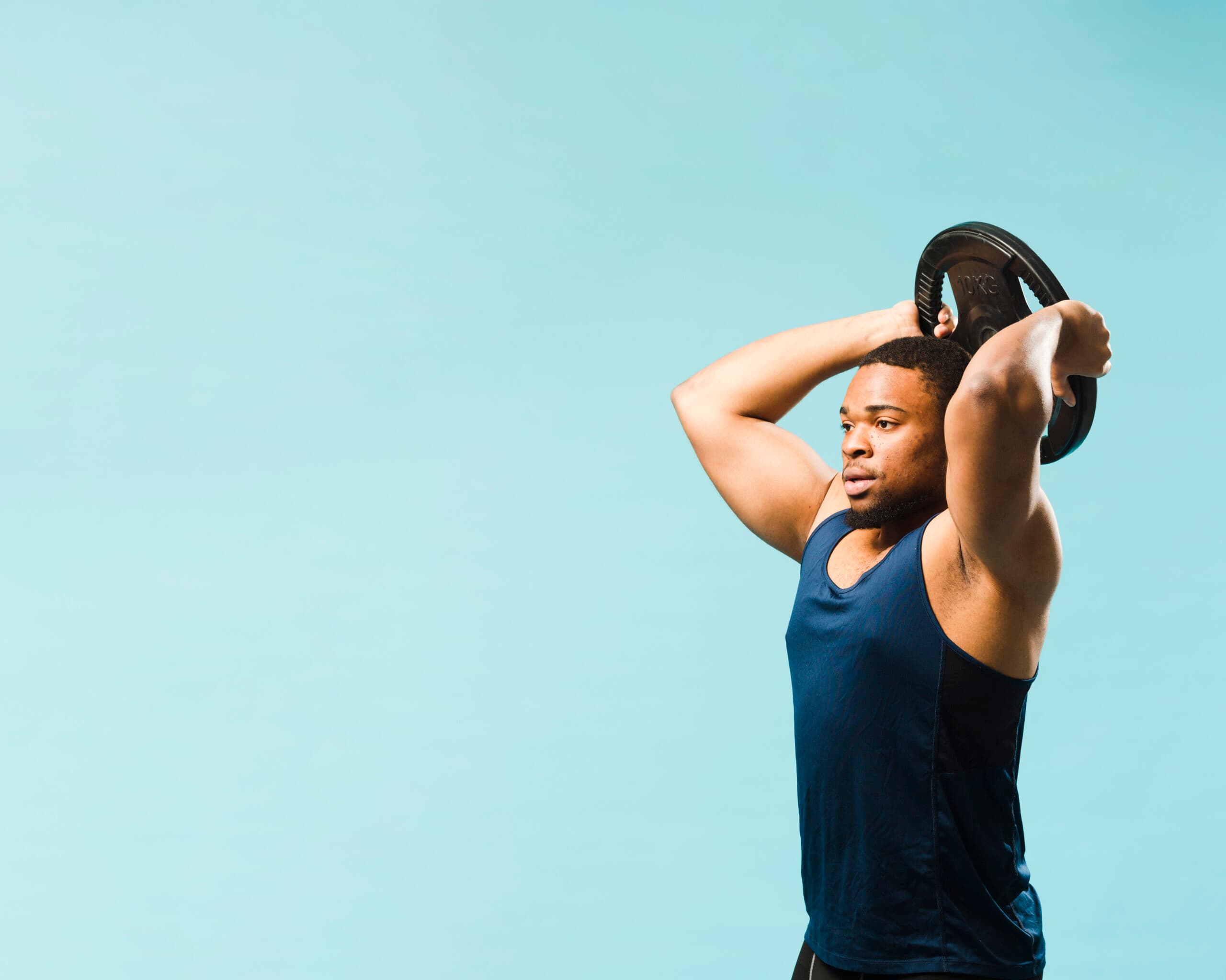 Athlete holding weight