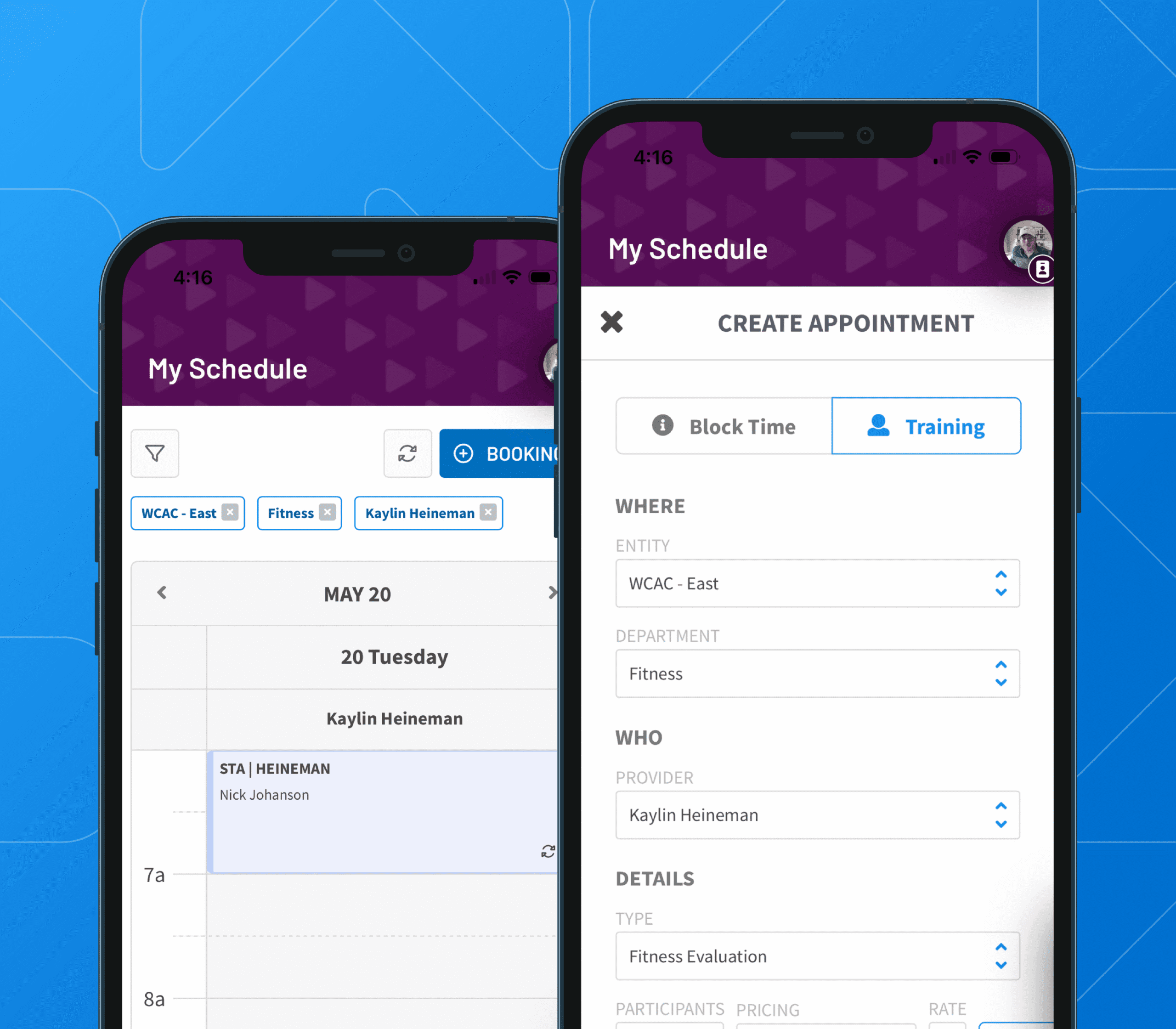 Modern fitness club mobile app